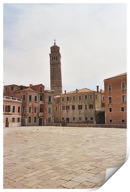 Venice bell tower Print by rachael purdy