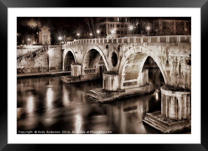 Rome - Tiber Island Bridge - Ponte Cestio Framed Mounted Print by Andy Anderson