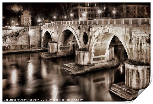 Rome - Tiber Island Bridge - Ponte Cestio Print by Andy Anderson