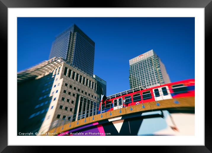 Canary Wharf Commute Framed Mounted Print by Jasna Buncic