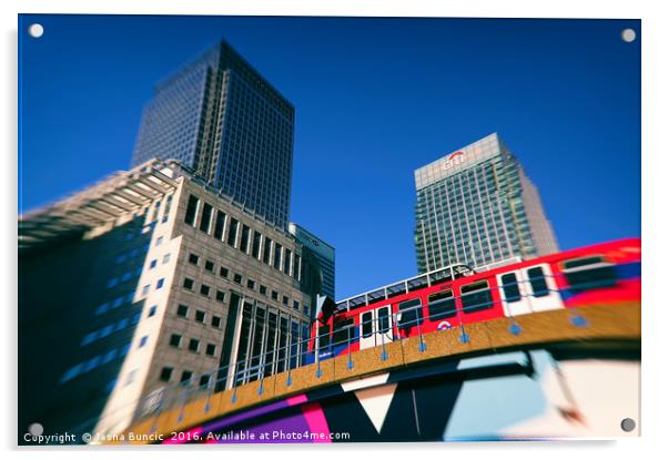 Canary Wharf Commute Acrylic by Jasna Buncic