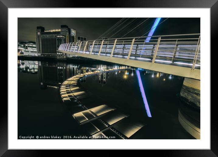 Tilting Bridge over Baltic Arts Centre Framed Mounted Print by andrew blakey
