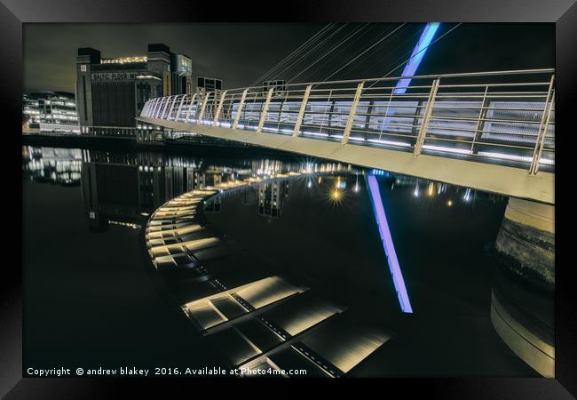 Tilting Bridge over Baltic Arts Centre Framed Print by andrew blakey