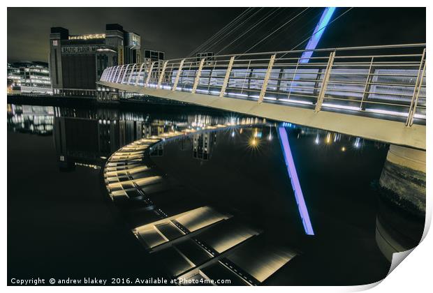 Tilting Bridge over Baltic Arts Centre Print by andrew blakey