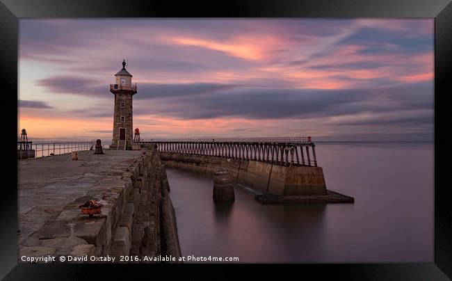 Whitby Harbour at dusk Framed Print by David Oxtaby  ARPS