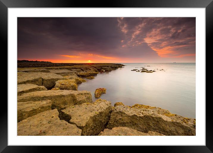 Whitecliffe Bay Sunrise Framed Mounted Print by Michael Brookes