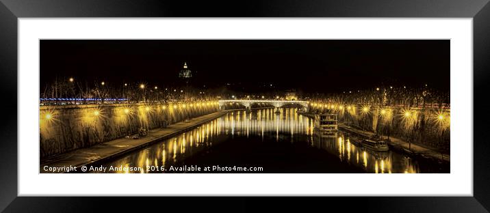 Rome Tiber Bridge - Ponte Mazzinin Framed Mounted Print by Andy Anderson