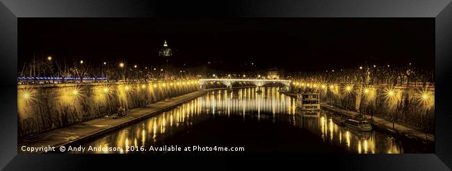 Rome Tiber Bridge - Ponte Mazzinin Framed Print by Andy Anderson