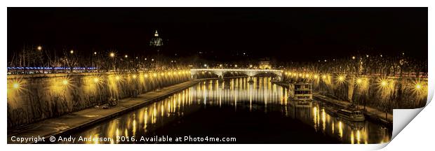 Rome Tiber Bridge - Ponte Mazzinin Print by Andy Anderson