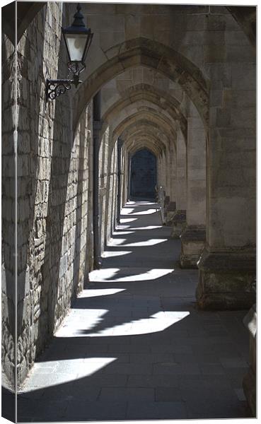 Winchester Cathedral Cloisters of the Inner close Canvas Print by Chris Day