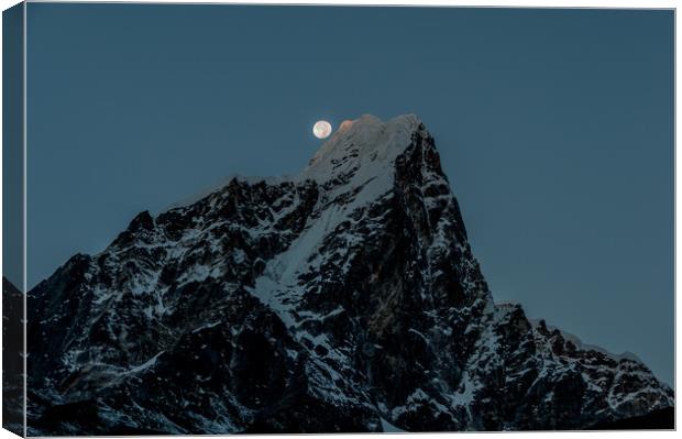 Taboche Moonset Canvas Print by Paul Andrews