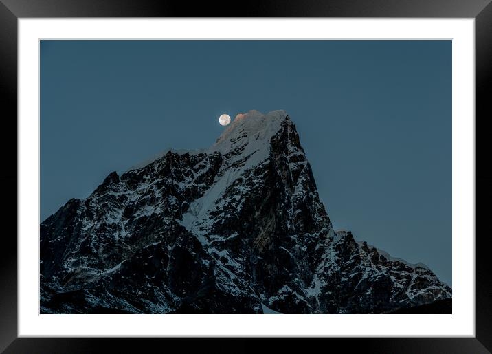 Taboche Moonset Framed Mounted Print by Paul Andrews