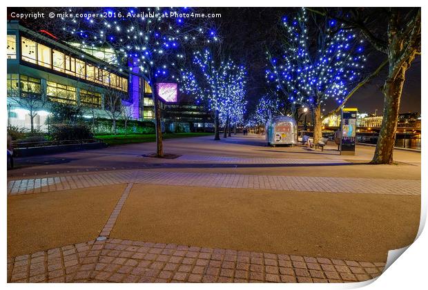 south bank tree lights Print by mike cooper