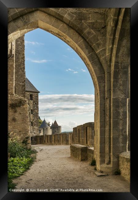 Carcassonne City Walls Framed Print by Ann Garrett