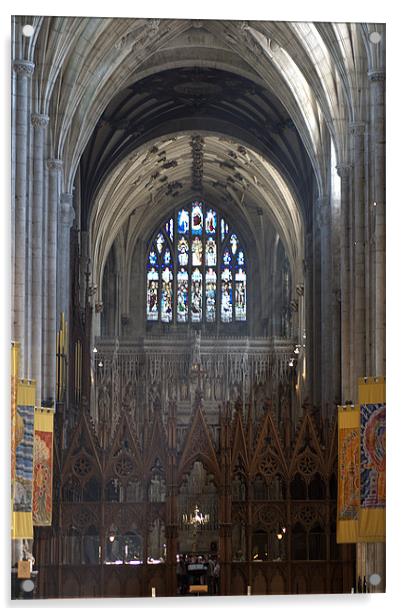 Winchester Cathedral Eastern Stained glass window Acrylic by Chris Day