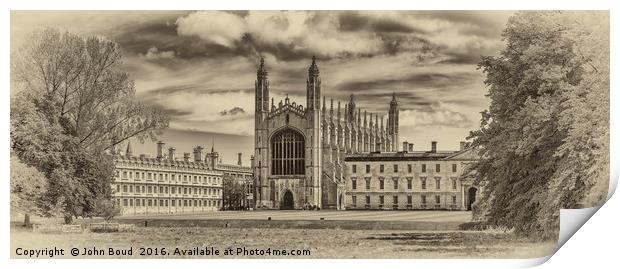  KIng's College Cambridge from the Backs toned Print by John Boud