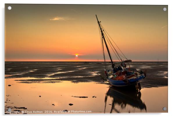 Sunset at Meols Acrylic by Clive Ashton