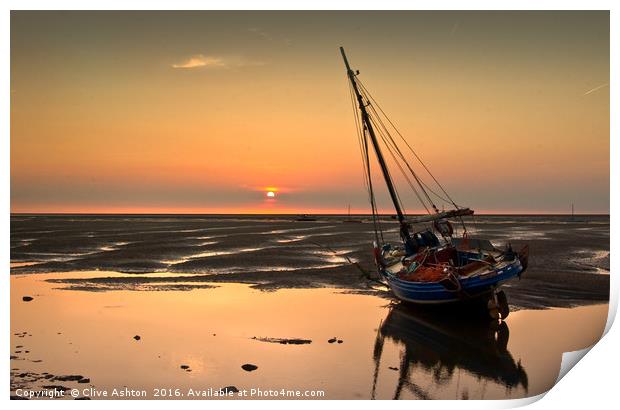 Sunset at Meols Print by Clive Ashton
