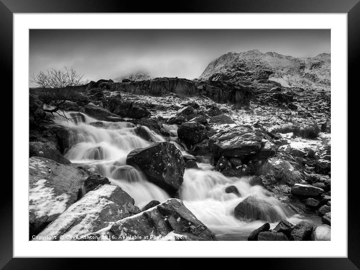 Winter Waterfall Framed Mounted Print by Clive Ashton