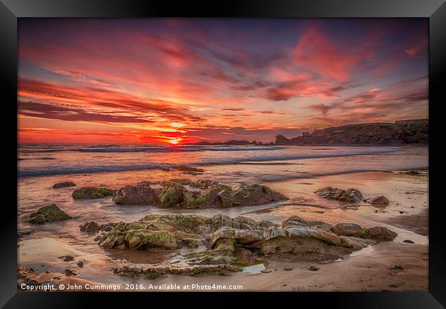 Sunset at Crooklets Beach Framed Print by John Cummings