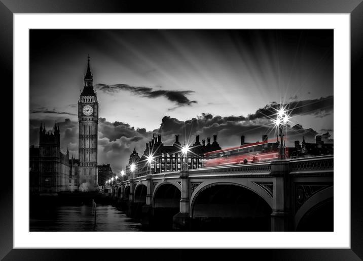 LONDON Westminster Bridge at Sunset Framed Mounted Print by Melanie Viola