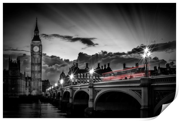 LONDON Westminster Bridge at Sunset Print by Melanie Viola
