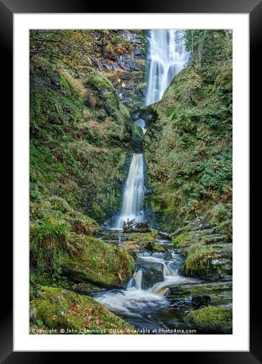 Pystll Rhaeadr Waterfall Framed Mounted Print by John Cummings
