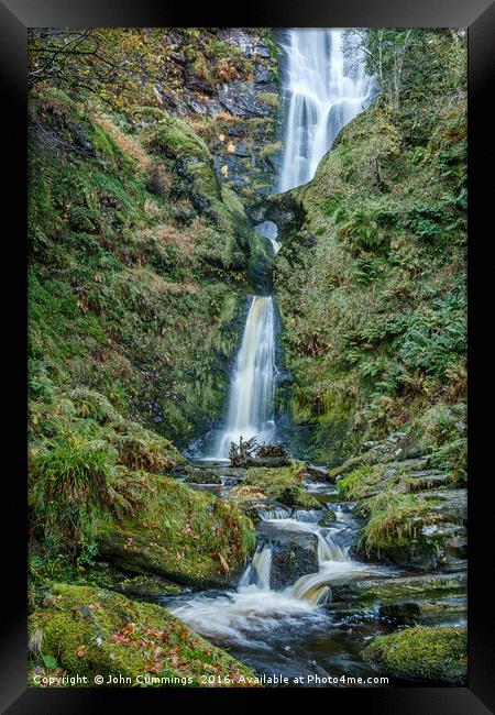 Pystll Rhaeadr Waterfall Framed Print by John Cummings