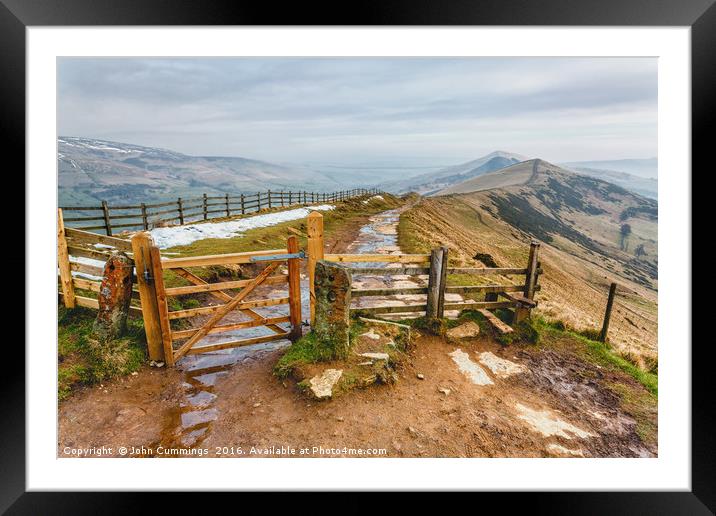 The Gate on the Great Ridge at Mam Tor Framed Mounted Print by John Cummings
