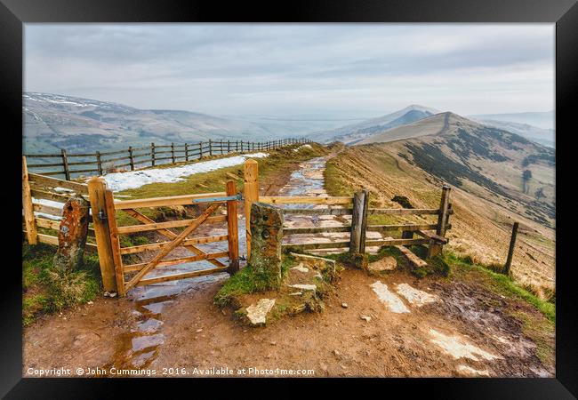The Gate on the Great Ridge at Mam Tor Framed Print by John Cummings