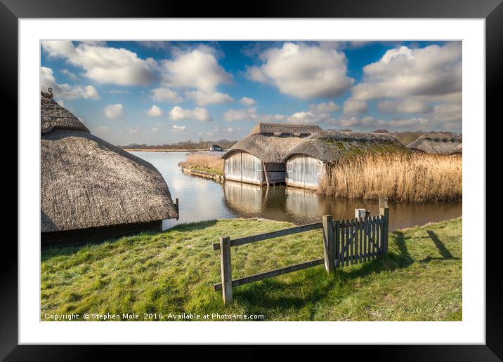 Boathouses at Hickling Broad Framed Mounted Print by Stephen Mole