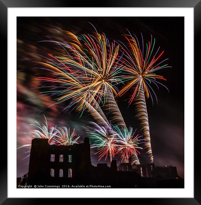Fireworks at Kenilworth Castle Framed Mounted Print by John Cummings