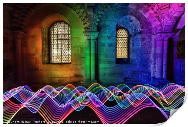 Light Painting in the Castle Print by Ray Pritchard