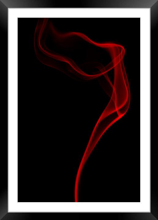 Red smoke on black background Framed Mounted Print by Sonia Packer