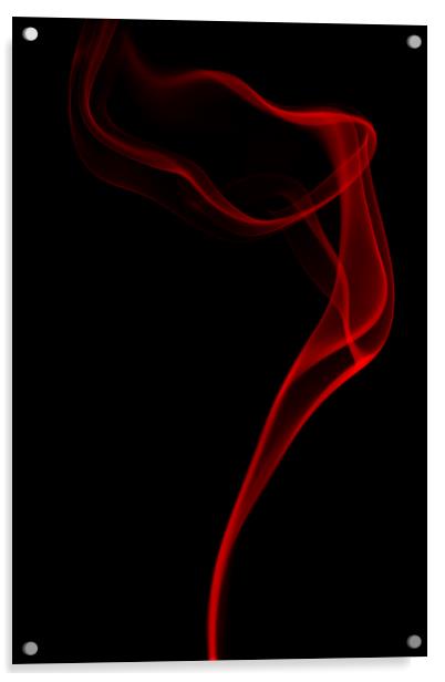 Red smoke on black background Acrylic by Sonia Packer