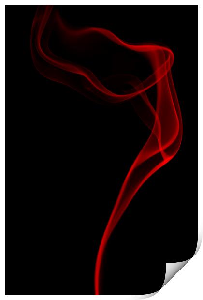 Red smoke on black background Print by Sonia Packer