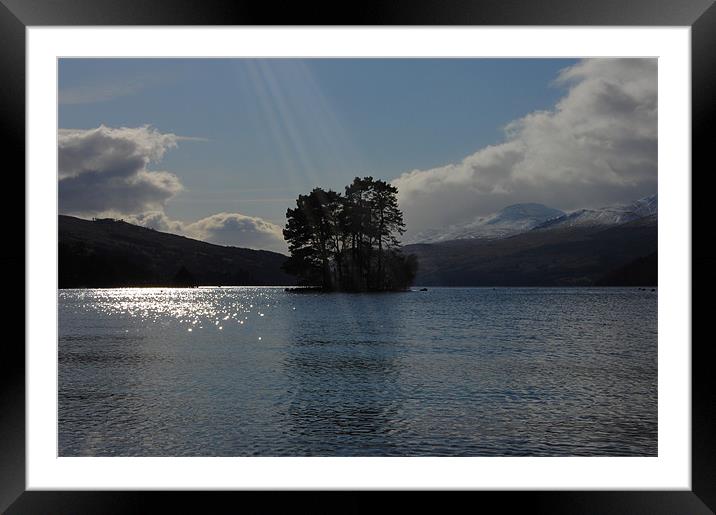 LOch Tay, with Crannog in back ground Framed Mounted Print by Bryan Crookes