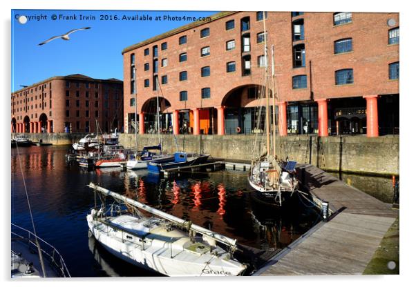 Liverpool's Albert Dock Marina Acrylic by Frank Irwin