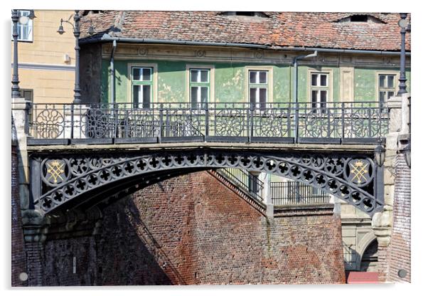 The bridge of Lies Sibiu Romania Acrylic by Adrian Bud
