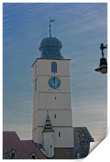 Old Council Tower Sibiu Romania Print by Adrian Bud