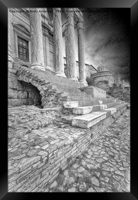 Roman Forum Temple of Antoninus and Faustina Framed Print by Andy Anderson