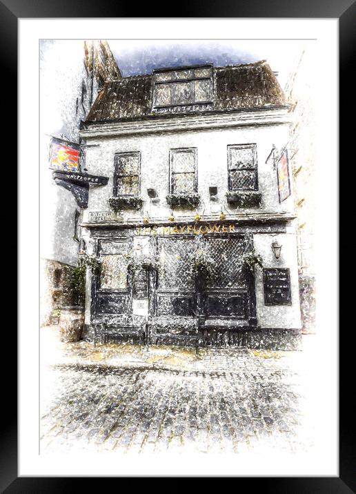 The Mayflower Pub London Snow Framed Mounted Print by David Pyatt