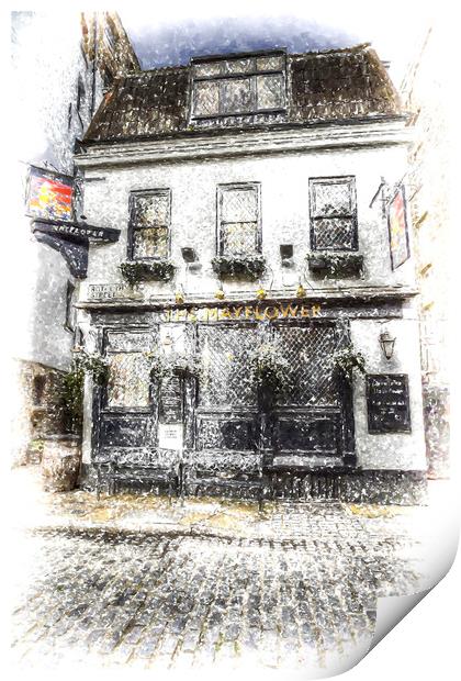 The Mayflower Pub London Snow Print by David Pyatt