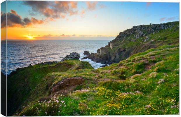 Botallack Sunset Canvas Print by Michael Brookes