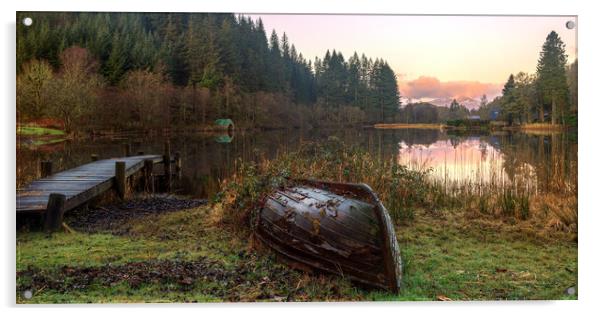 Sunrise over Loch Ard Acrylic by Miles Gray