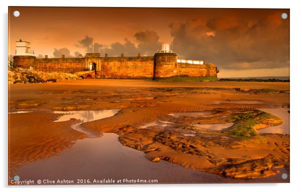 Dawn at Fort Perch Rock New Brighton Acrylic by Clive Ashton