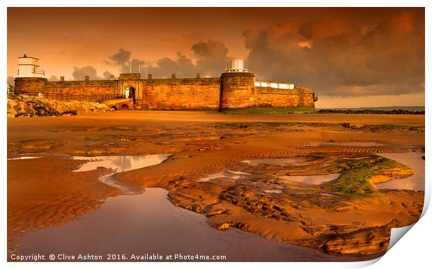 Dawn at Fort Perch Rock New Brighton Print by Clive Ashton