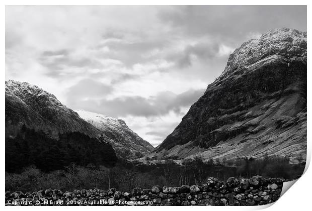 The Snow Capped Mountains of Glen Coe Print by Jane Braat