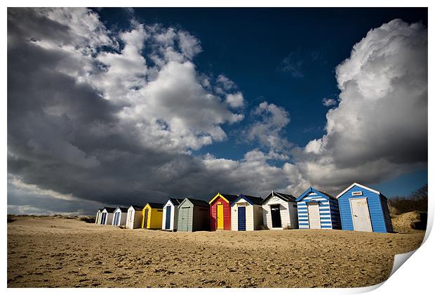Beach Huts Print by Simon Wrigglesworth