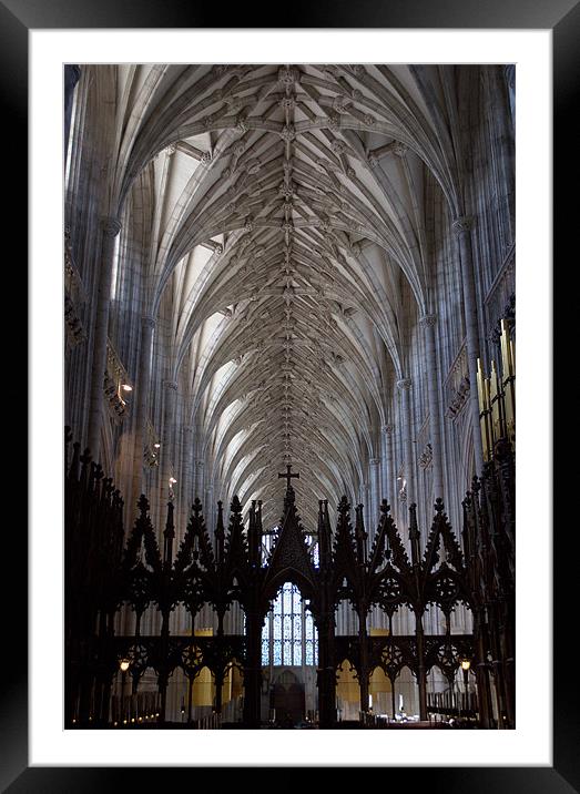 Winchester Cathedral Nave ceiling from the Quire. Framed Mounted Print by Chris Day